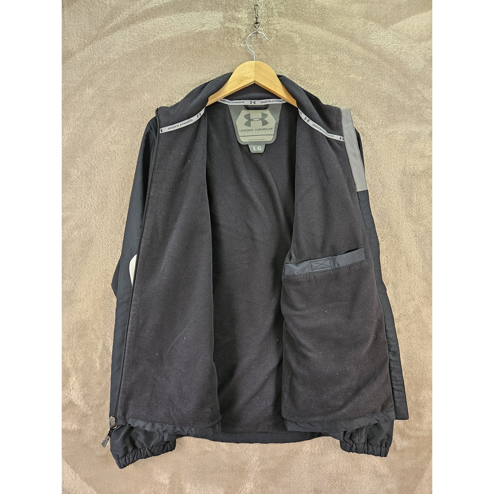 Under Armour Windbreaker Black Full-zip Jacket Pockets Embroidered Logo - Picture 5 of 10